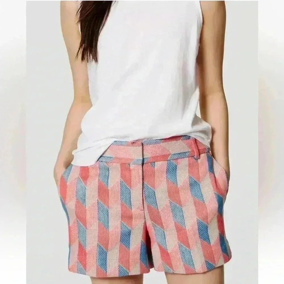 Ann Taylor Pants - Ann Taylor LOFT Chevron Riviera Shorts with 4" Inseam Size 6 Festive Pink